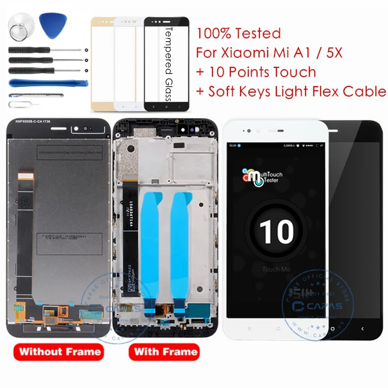 Для Xiaomi Mi A1 ЖК-дисплей+ рамка 10 сенсорный экран для Xiaomi Mi 5X ЖК дигитайзер сенсорный экран панель запасные части