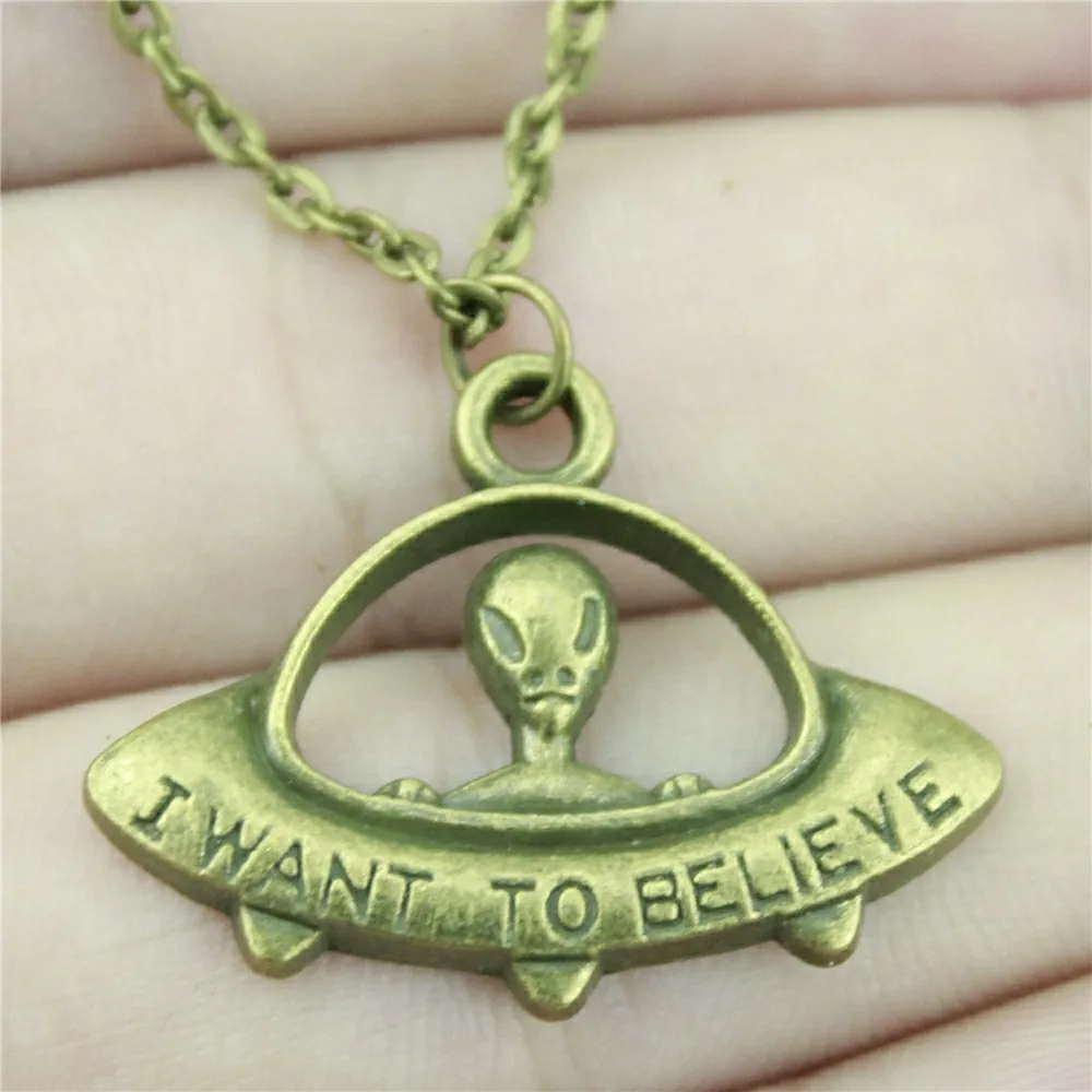 I Want To Believe Ufo 2 цвета s античная бронза цвет 23x30 мм Кулон ожерелье ювелирные изделия