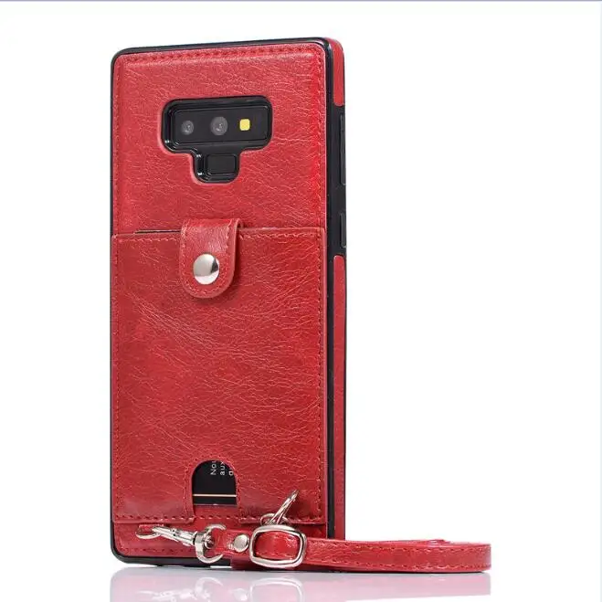 red Чехол для samsung galaxy note 9, 8, s10, s8, s9 plus, s7 edge, чехол, Модный чехол-кошелек из искусственной кожи с отделением для карт и плечевым ремнем, сумка для телефона - Цвет: red