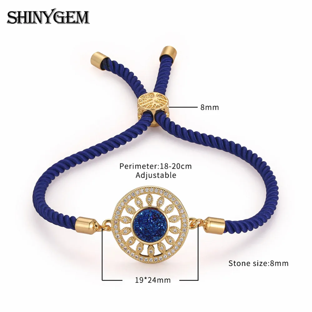 Мужской браслет ShinyGem из 24-каратного золота инкрустированный круглым кристаллом
