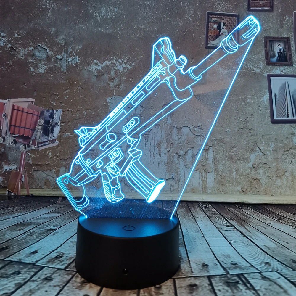 Новый боевой Royale игра крутая 3D Светодиодная лампа PUBG TPS SCAR-L ночник 7 градиентный
