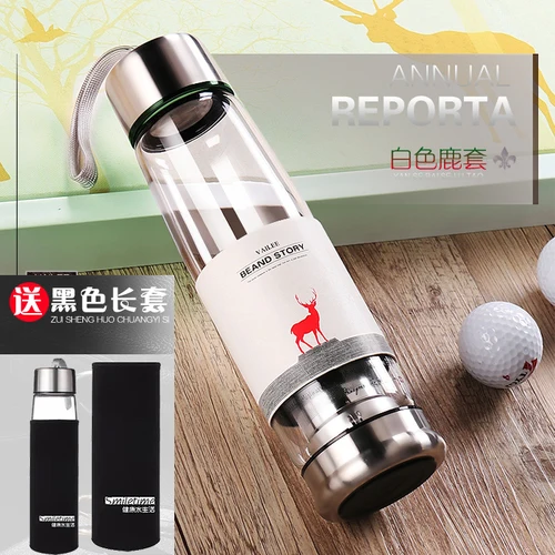 Q-550 ml white 450-550-600 мл термостойкая стеклянная бутылка для воды нижний слив из нержавеющей стали фильтр стекло my tea cup с изоляционной втулкой - Цвет: Q-550 ml white
