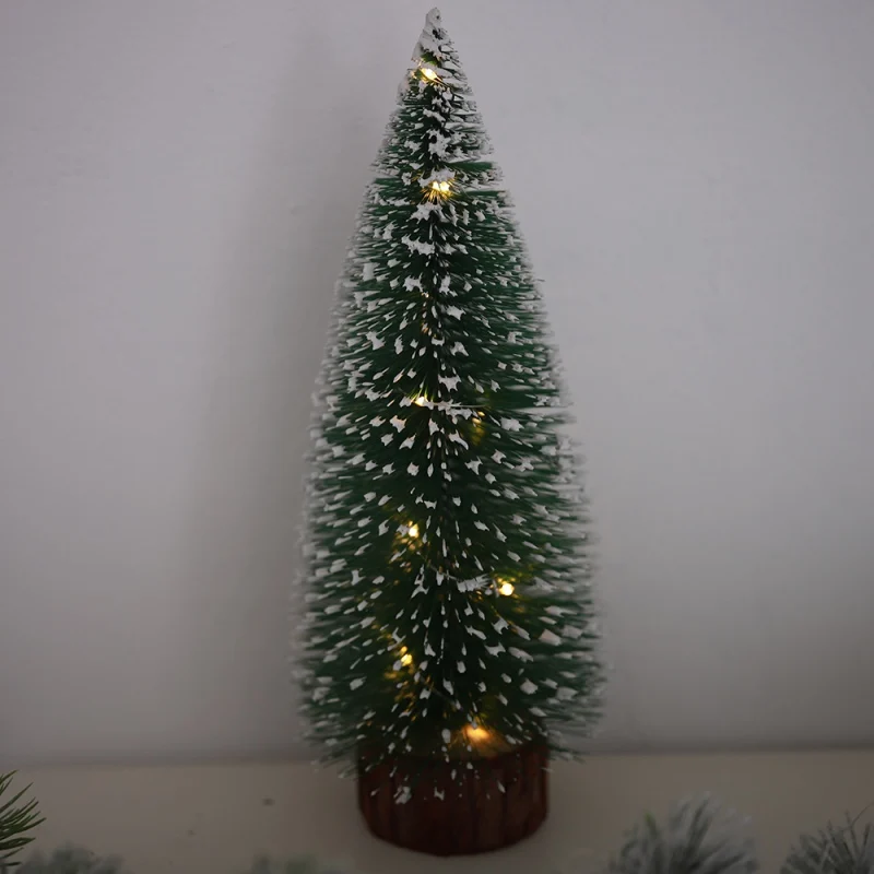 Огни маленькие DIY елки поддельные сосны мини сизаль бутылка щетка Рождественская елка Санта снег рождественская Декоративная елка