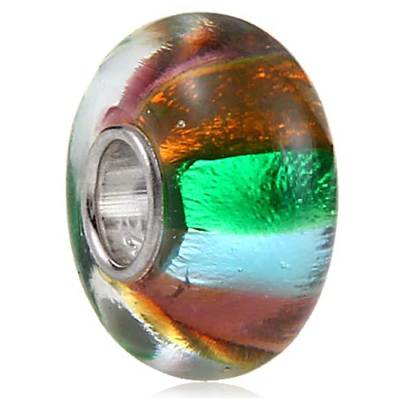 Soulbead европейские стеклянные бусины высшего класса в цветную полоску из серебра