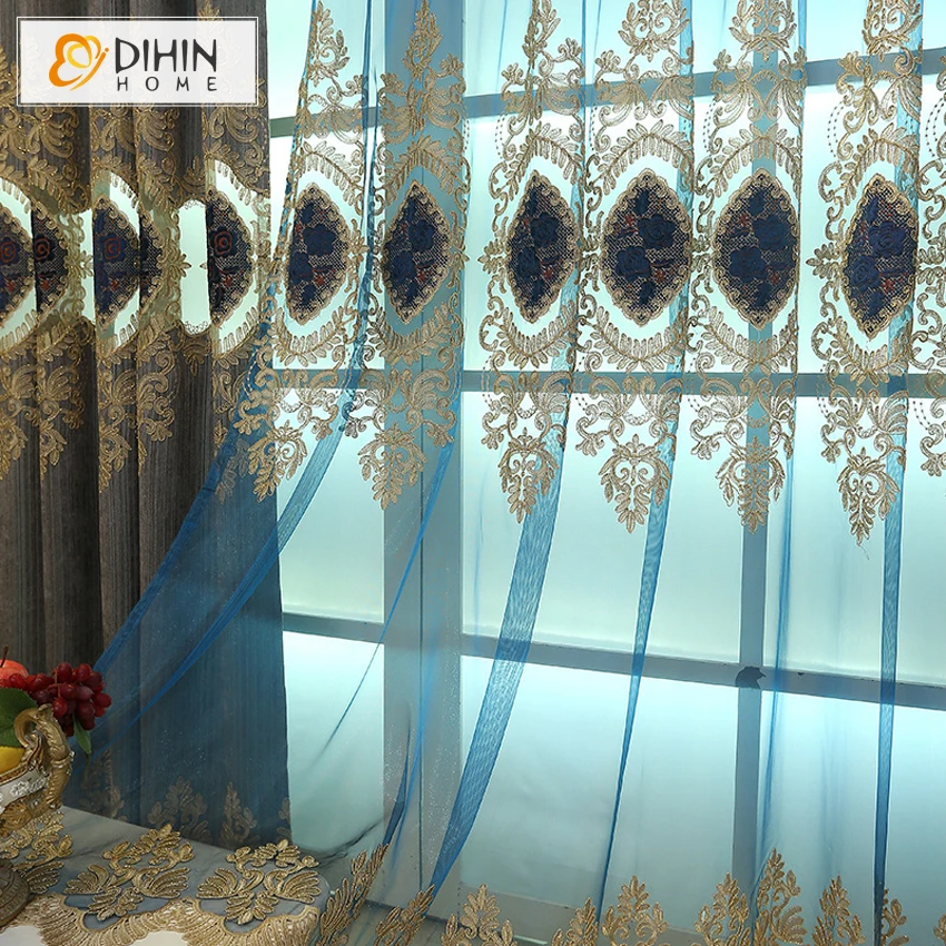 DIHIN роскошный дом вышитые Подзор Eurpean Sheer Шторы для Гостиная