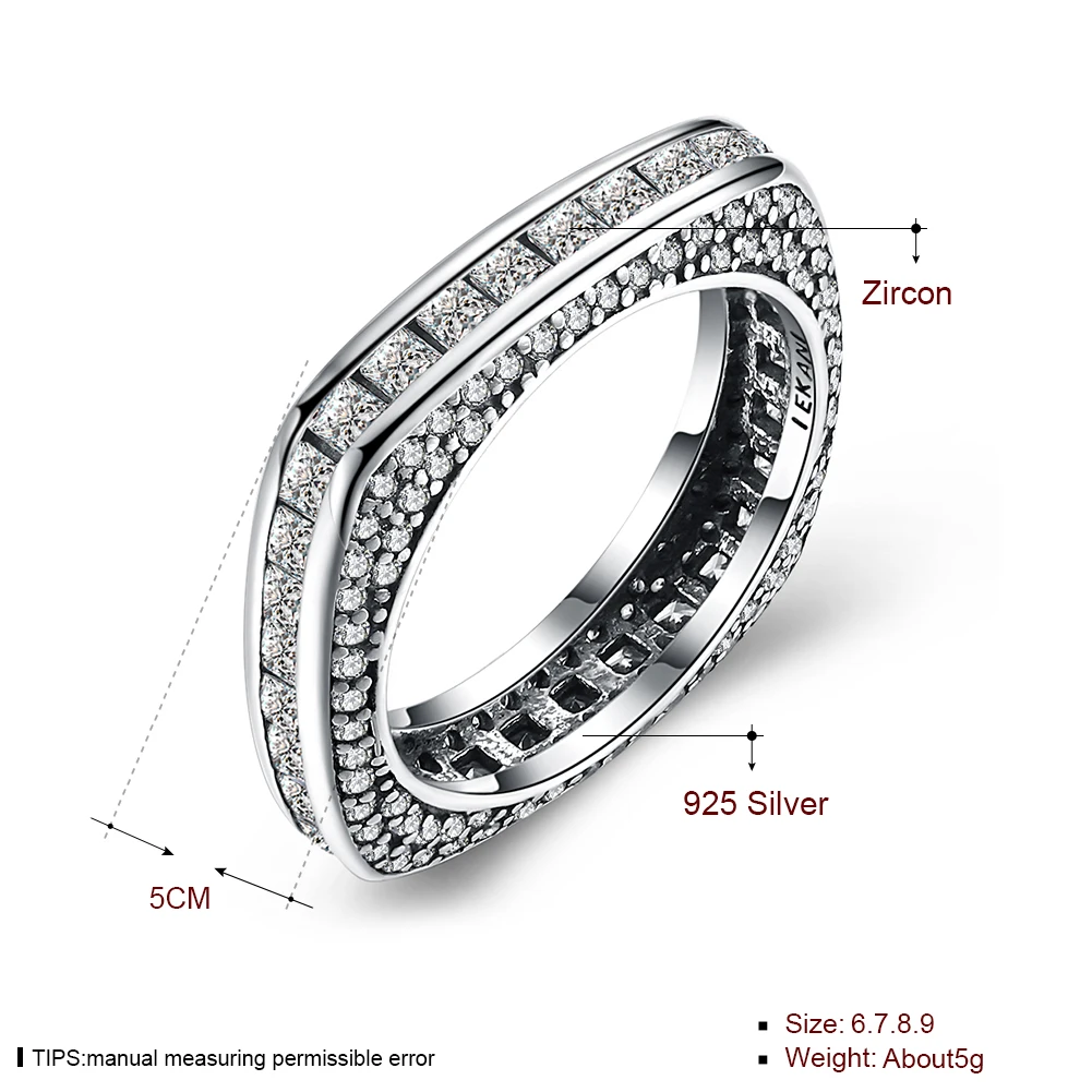 INALIS, новая коллекция, 925 пробы, серебряные Квадратные Кольца, прозрачное CZ Кольцо для женщин, хорошее ювелирное изделие, подарок