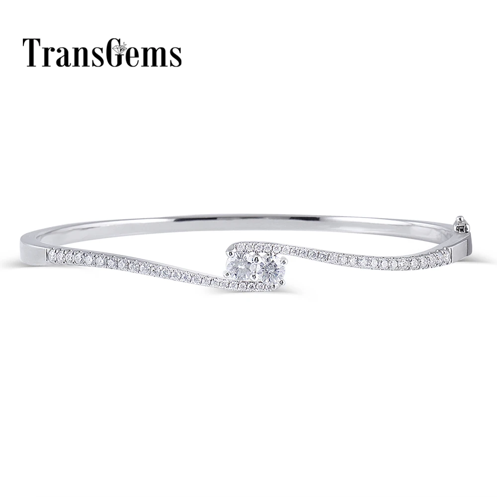 Женский браслет мессенджер Transgems однотонный из белого золота 10 к 4 мм F VVS