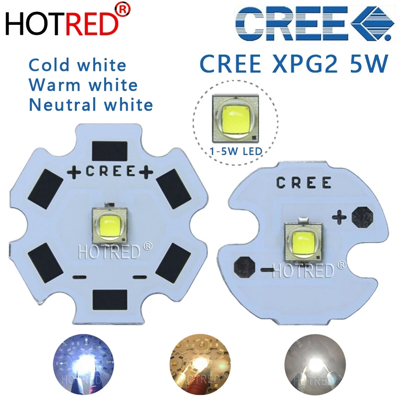 10PCS Cree XPG2 led  XP-G2 1-5W LED Emitter Diode Cold White 6000-6500K with 20/16/14/12/8mm PCB for Flashlight/spotlight/Bulb