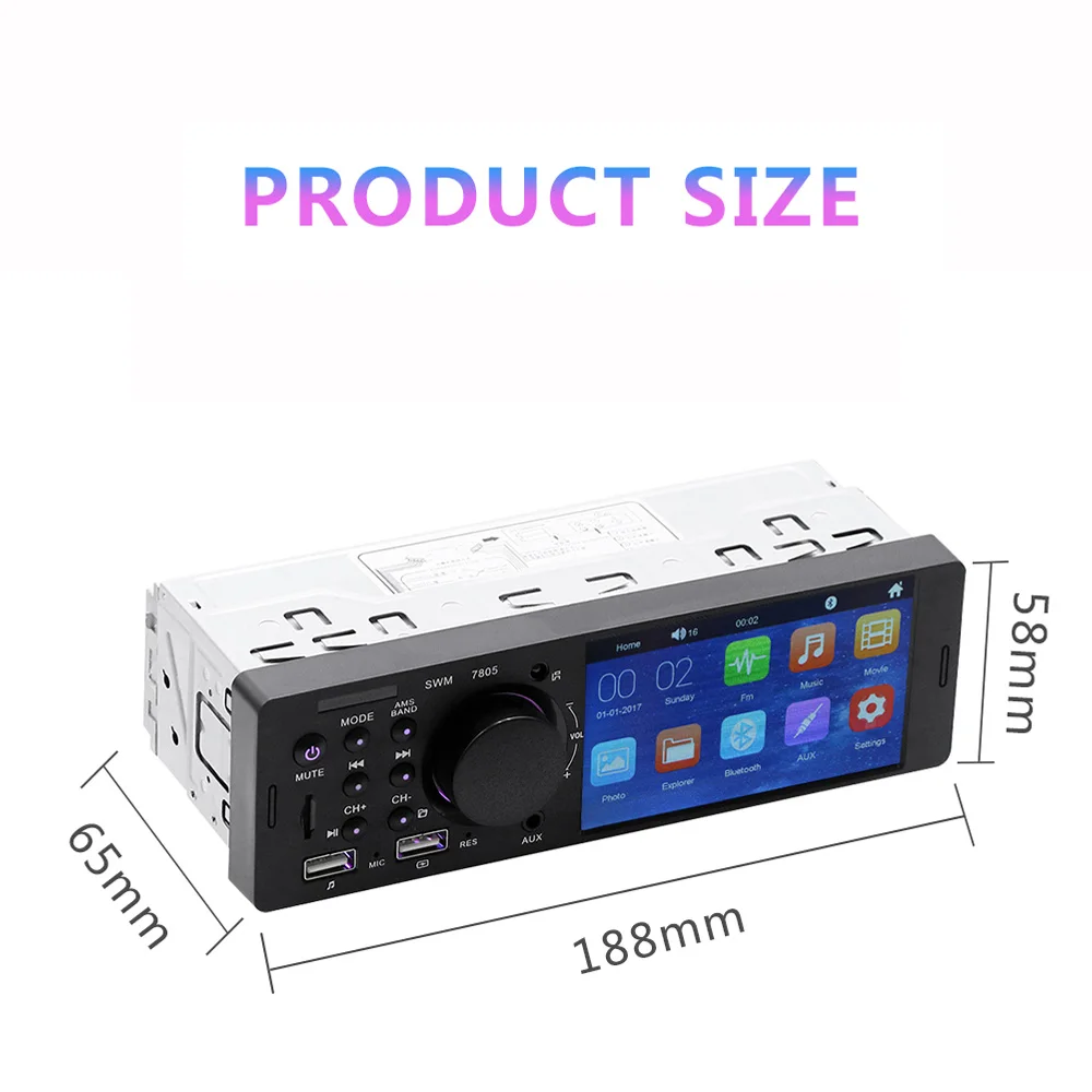 1 Din 4,1 дюймов Автомобильный Радио fm-плеер Авторадио Bluetooth громкая связь Поддержка камеры заднего вида автомобиля стерео MP5 TF/USB/AUX пульт дистанционного управления