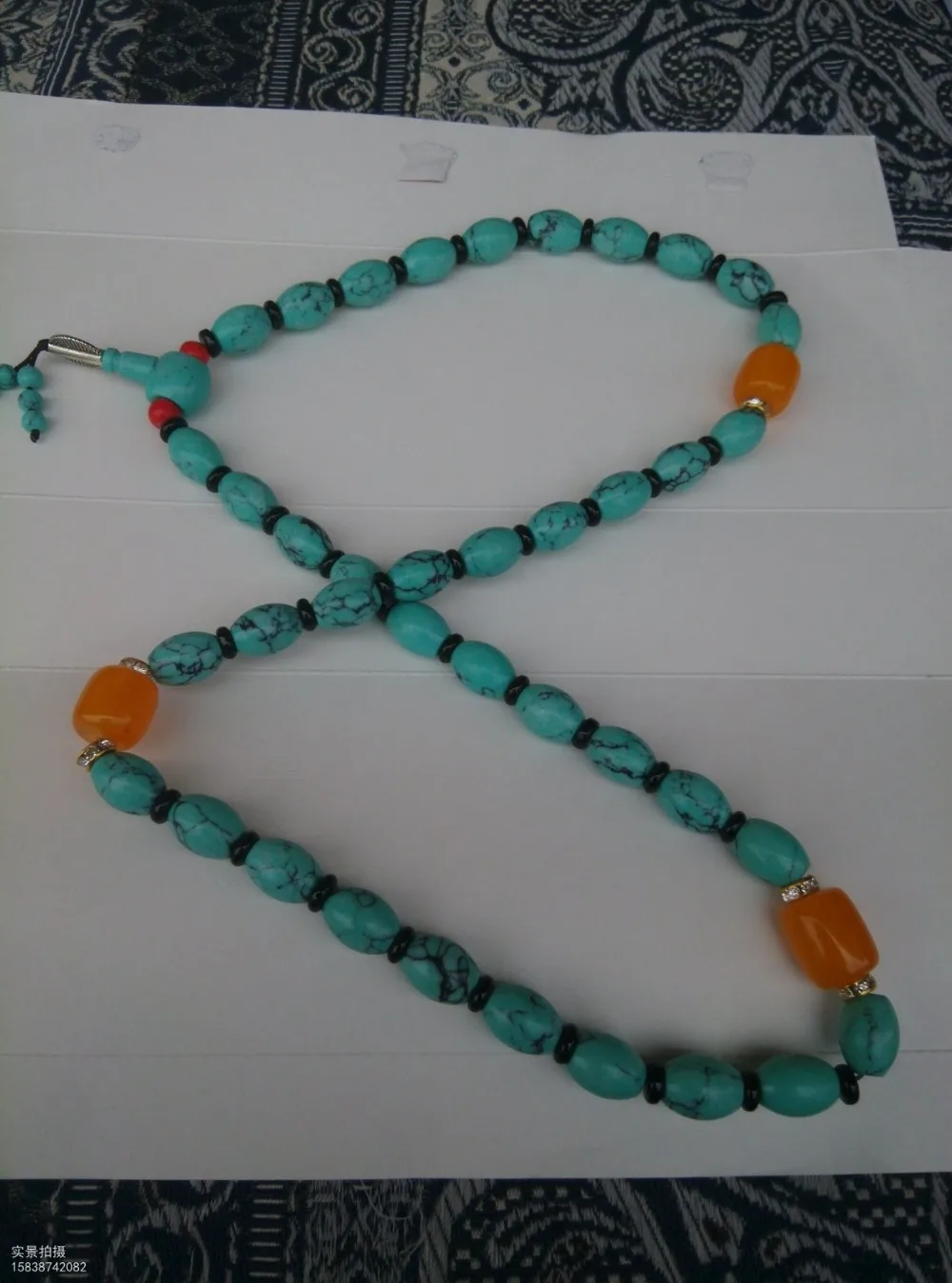 

Rare old turquoise necklace, free shipping