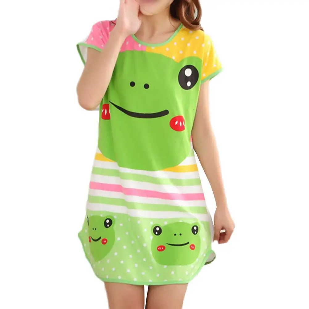 Ночное платье с героями мультфильмов женская короткая Пижама рукавами ночная