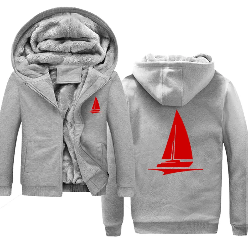 Winter Hoodie For Men Fleece Thick Sweatshirt Print Sailor Sailboat Boat Streetwear Men's Sportswear Harajuku Hoody Tracksuit | Мужская