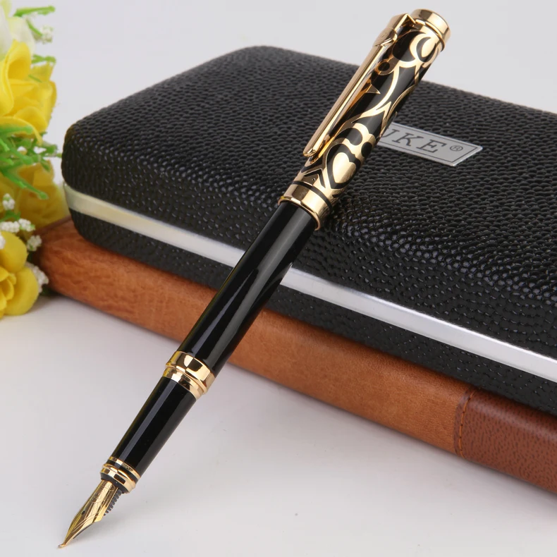 

Канцелярские принадлежности Duke роскошный черный и золотой Изогнутый наконечник каллиграфическая ручка с 0,8 мм наконечником металлические ...