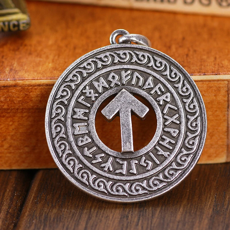 Tiwaz Руна в рунические Кулоны из нержавеющей стали круг талисман Винтаж Подвески