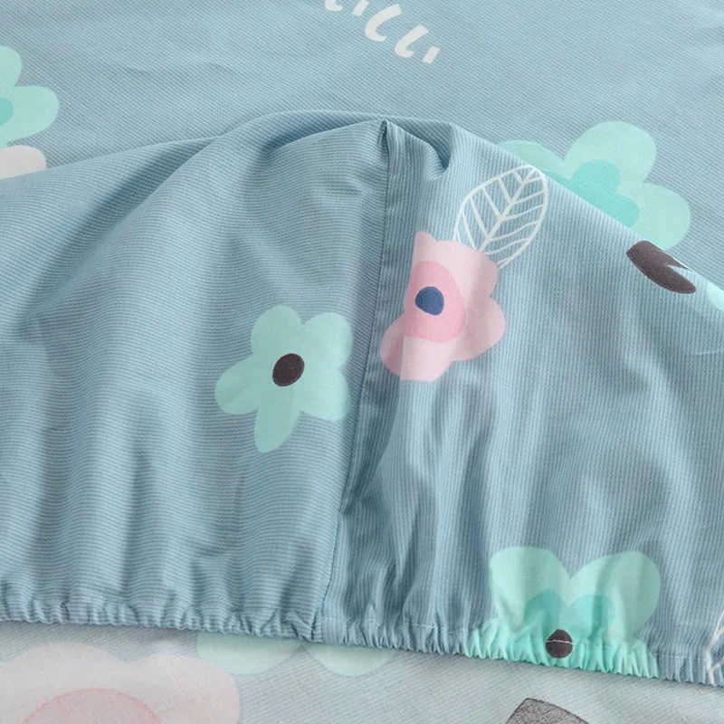 Хлопковый простынь с синими цветами матрас один двойной набор постельного белья