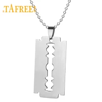 tafree no fade stainless steel razor blades pendant necklaces men jewelry shaver shape necklaces pendant with link chain ss005