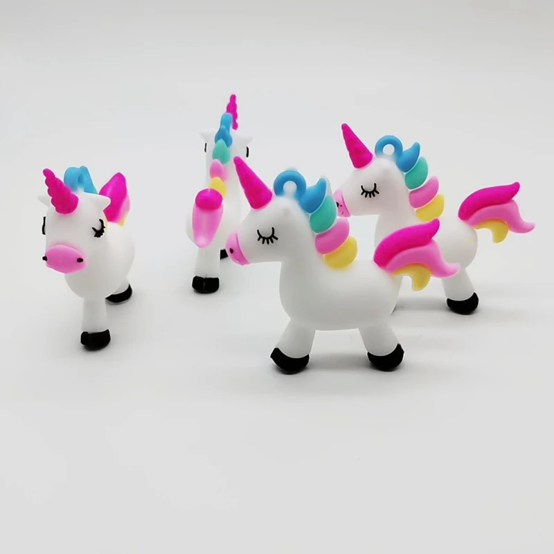 Мультяшный мягкий ПВХ Единорог брелок резиновый 3D аниме милый животное лошадь