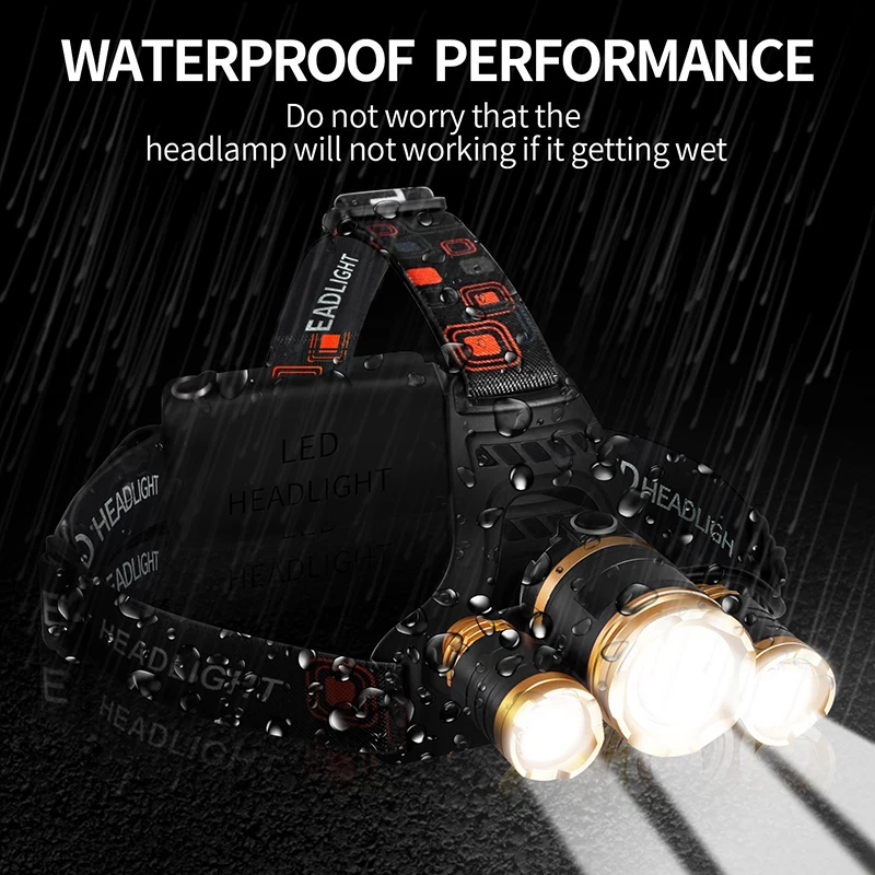 CREE 3pcs XM-L T6 led headlamp headlight 10000 lumens head lamp camp hike emergency light fishing outdoor equipment | Освещение
