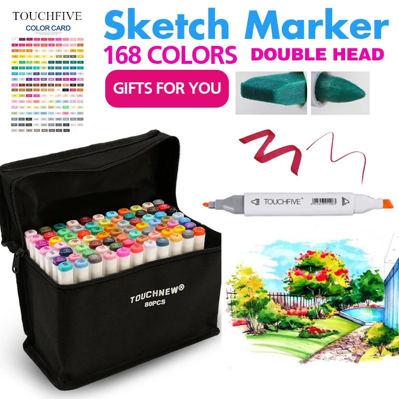Touchfive маркеры для рисования спиртовые двусторонние дизайнерские мультфильмов|art