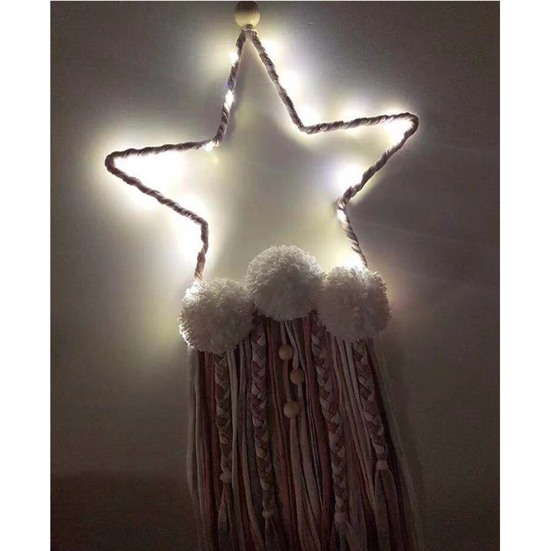 Newly Pentagram With Led Lights Wall Plush Balls Five-pointed Sstar For Baby Room Decor Home Decoration Nordic Style Gifts | Игрушки и