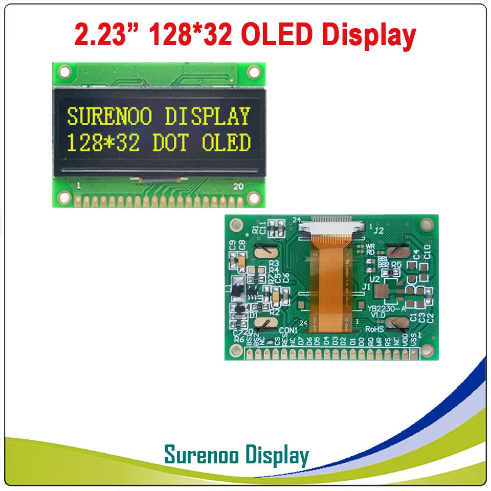 Yellow Color Реальный oled-дисплей, 2,2" 128*32 12832 Графический параллельный SPI IEC IIC ЖК-модуль LCM SSD1305 контроллер - Цвет: Yellow Color