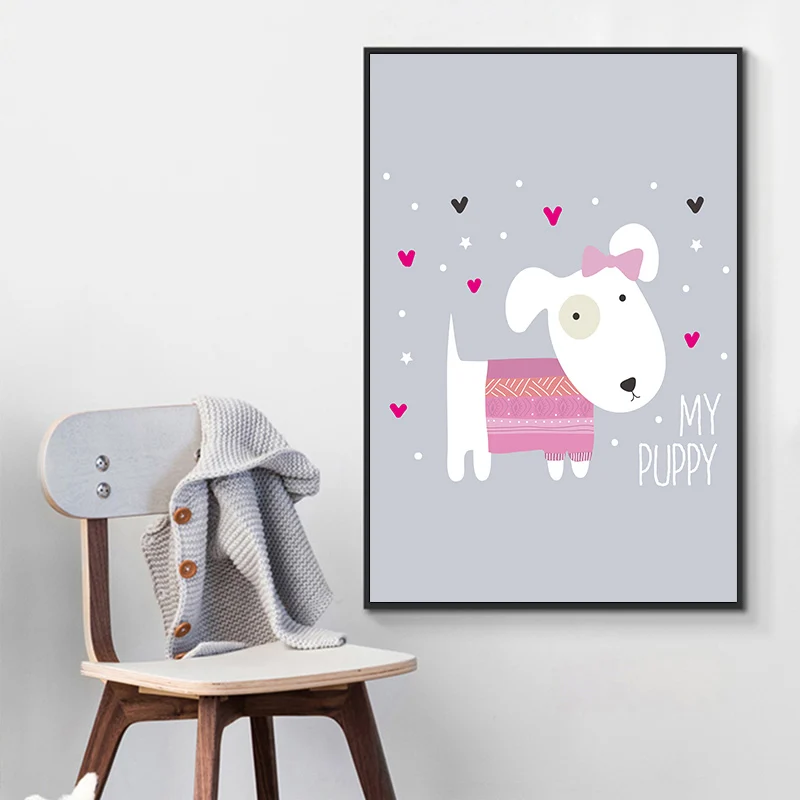 Холст детские животные настенные художественные щенячьи собаки плакаты с оленем