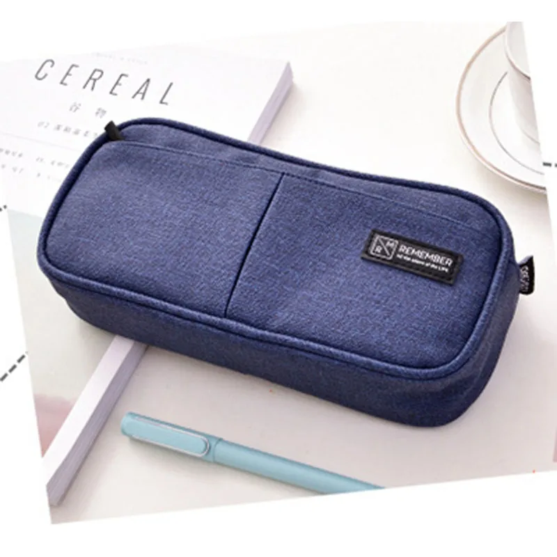 Стационарный чехол для карандашей джинсовый пенал сплошной цвет простой ящик