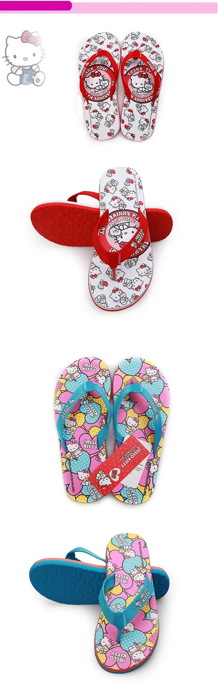Oukahui/Новинка; женские Вьетнамки с рисунком hello kitty; пляжные домашние сандалии для отдыха; женская обувь; обувь для девочек hello kitty; Новинка года