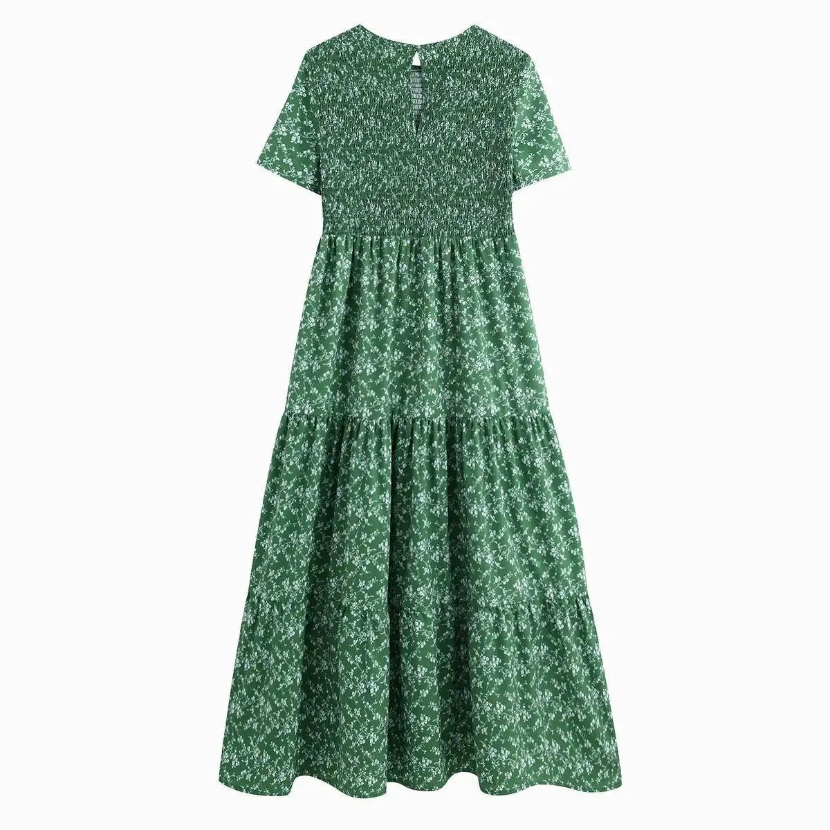 

Summer Dress 2019 Red and Green Printed Chest Elastic Floral Long Dress Maxi Robe Femme Vestido Dresses