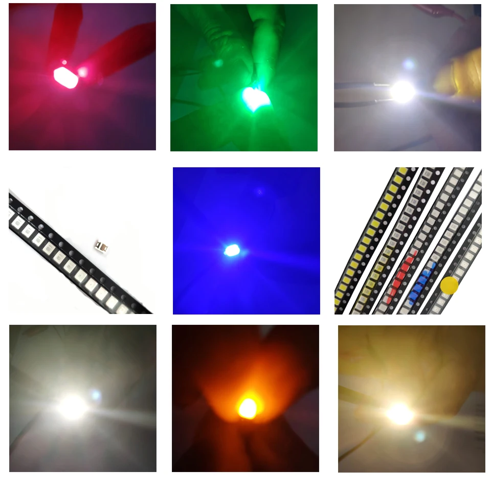 100 шт. 2835 SMD светодиодный светильник, ассортимент диодов, Диод SMD 2835 светодиодный Диод лампада бусина яркий красный зеленый синий белый желтый