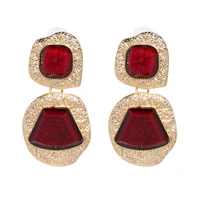 wholesale jujia ethnic charm semi precious stone dangle earrings for women geometric drop earrings statement jewelry