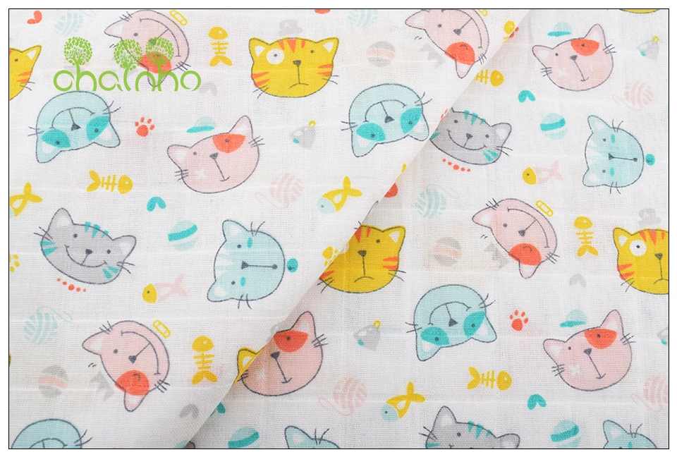Chainho, мультфильм серии, хлопчатобумажная ткань, двойной слой для DIY шитья и квилтинга Детские банные полотенца, подгузники, нагрудники материал, половина метра