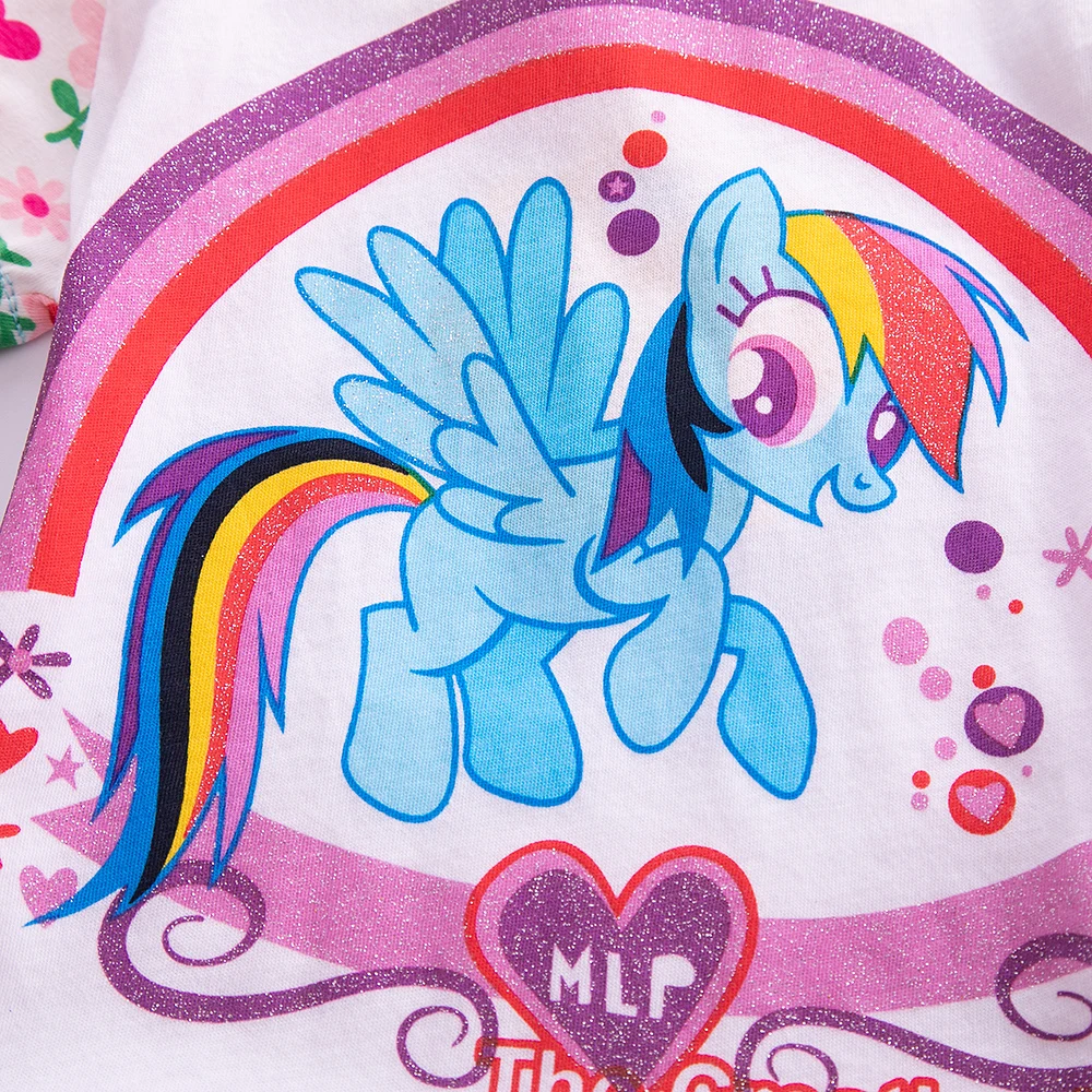 

Girls Short Sleeve Little Pony Cotton Dress Summer Embroidery Cartoon Unicorn Children's Clothes Girls Casual Short Sleeve Dress