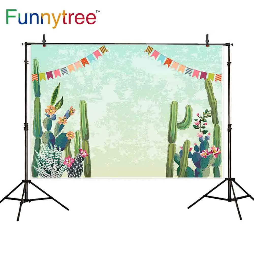 Фоны funnytree для фотостудии кактус Тема Вечеринка Красочные флаги мультфильм фон