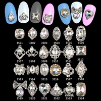 glitter glass gems alloy 100pcs 3d nail jewelry bows strass nail art decorations top quality nail charms supplies3501 3524