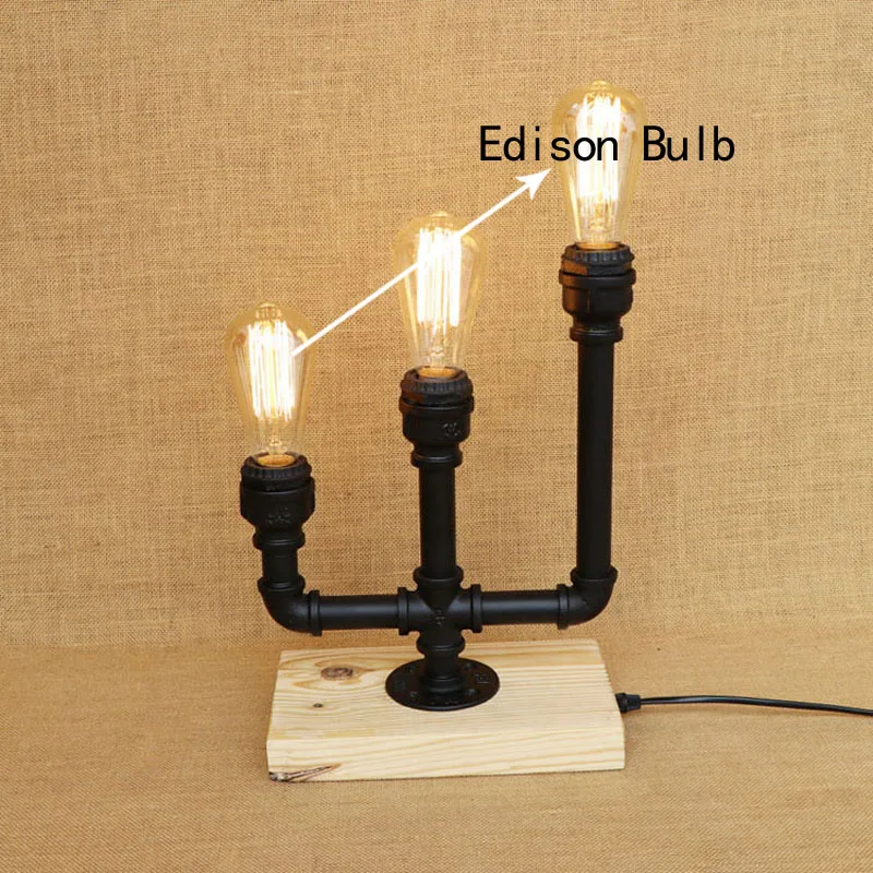 Kopen Loft Led Retro Tafellamp Nordic Industriële Deco Mesa Bureaulamp Voor Cafe Bar Edison Bureaulamp 3 Lamp Indoor Art Verlichting