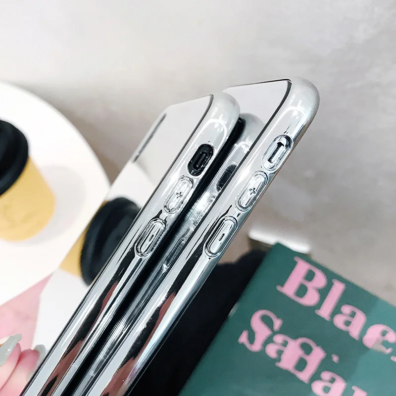 Девушка макияж зеркало квадратный чехол для телефона для iPhone 11 Pro Max XR XS Max 7 8 6S Plus чехол мягкий TPU Сторона+ PC полный корпус чехол для телефона