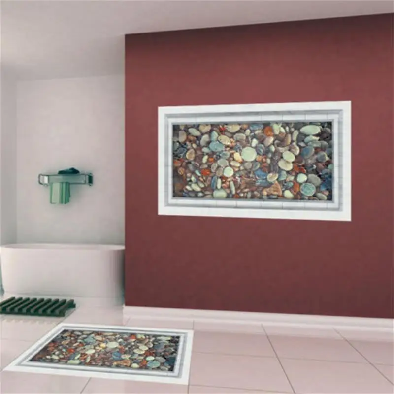 DIY 3D Cobblestone Removable Wall Stickers Wallpaper Mural Home Decoration | Дом и сад