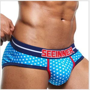 Мужские трусы со звездами, хлопковые трусы слипы, сексуальное нижнее белье для мужчин, 2018