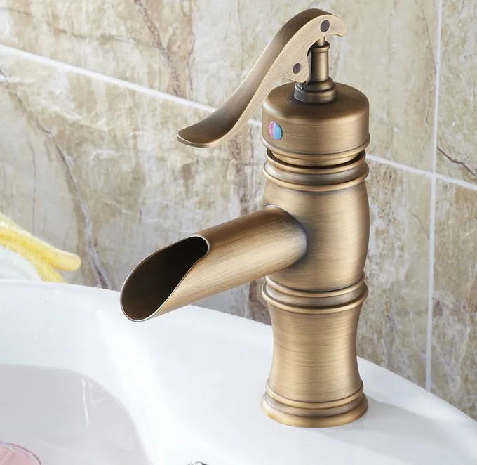 

NEW "Water Pump Look" Style Antique Brass Bathroom Vessel Sink Basin Faucet Mixer Tap Single Handle Lever One Hole anf167