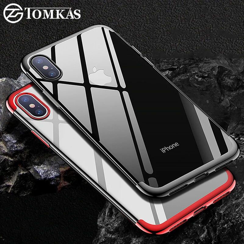 Tomkas Ультратонкий Мягкий ТПУ чехол для iPhone X 8 7 Plus прозрачный силиконовый полный 6 S