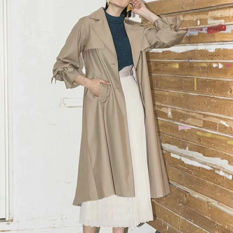 TWOTWINSTYLE Женская Тренч Oversize Flare Половина рукава однобортный лоскутное