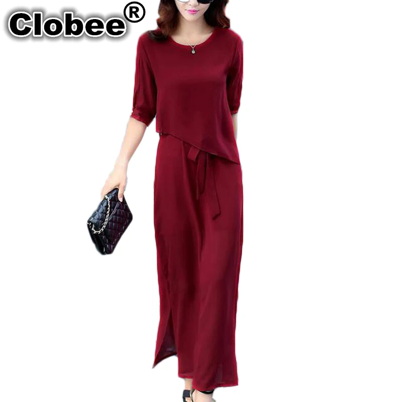 Женское шифоновое платье макси с рукавом до локтя|Женские платья| |