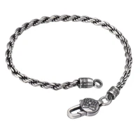 real sterling silver classical six word mantra twist bracelets s925 simple fashion bracelet jewelry men women