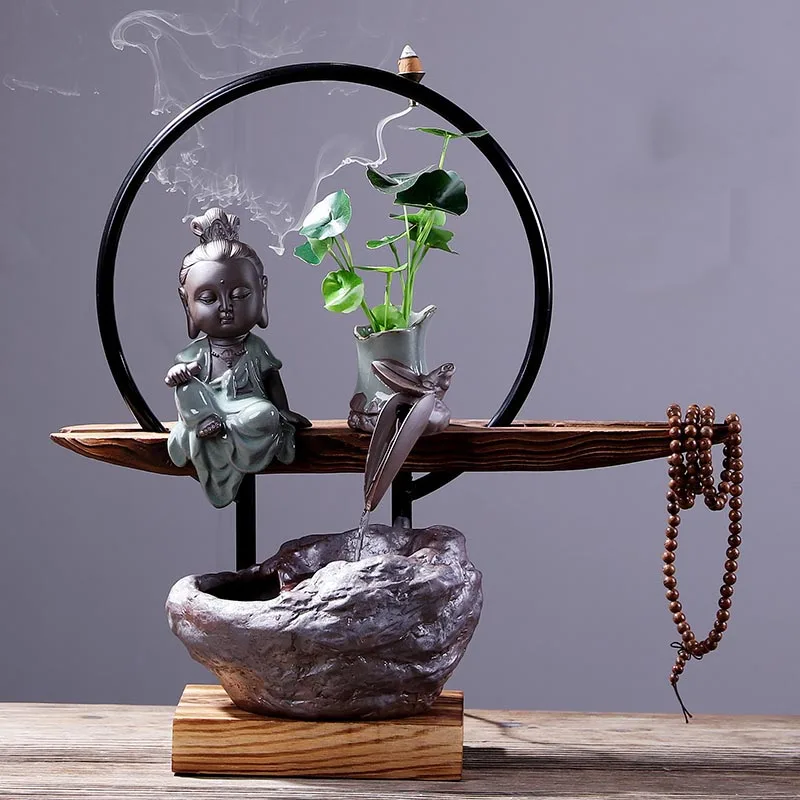 Креативный фэн шуй фонтан для воды офисное украшение керамическая деревянная