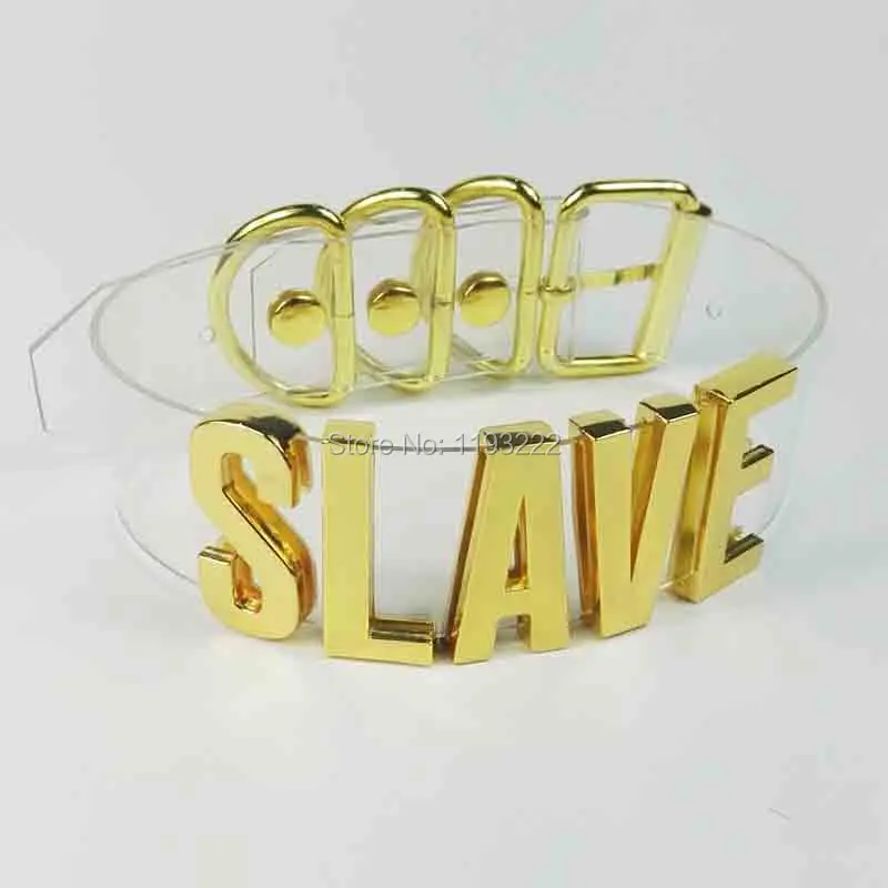 Ошейник с пряжкой для БДСМ в стиле Харадзюку золотыми буквами высотой 35 мм 100%