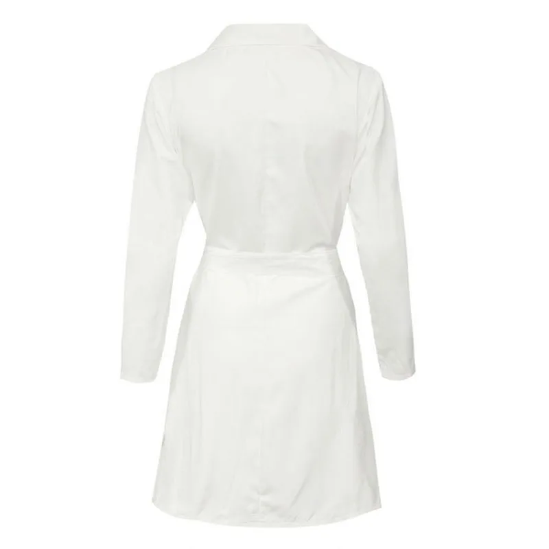 Evasu Lou 2018 New Spring Autumn Women White Double Breasted Long-sleeve Waist Tie Trench Coat Female Casual Thin Coats EV033 |