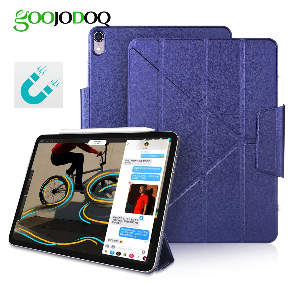 Магнитный чехол GOOJODOQ для iPad Pro 11 12,9, многоразовый умный чехол из искусственной кожи, чехол для iPad Pro 12,9 11, чехол-карандаш