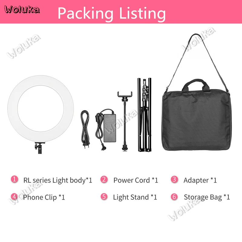 Светодиодный кольцевой светильник с регулируемой яркостью 18 дюймов 45 см 60 Вт 3000 ~