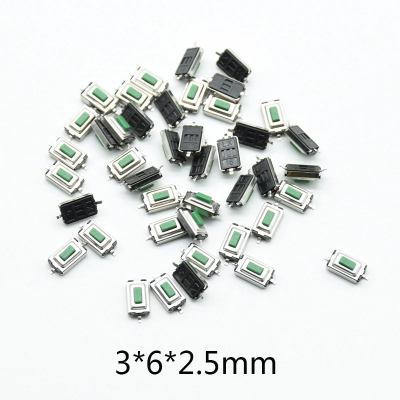 100 шт. сенсорный мини-микропереключатель Tact 3x6x2 5 мм 3*6 * SMD желтая красная черная
